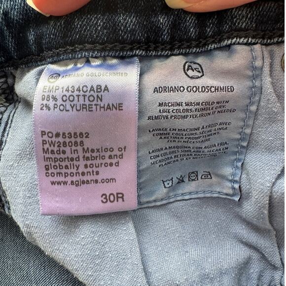 AG Adriano Medium Wash Whiskered Prima Cigarette Leg Jeans 30 - Picture 10 of 14